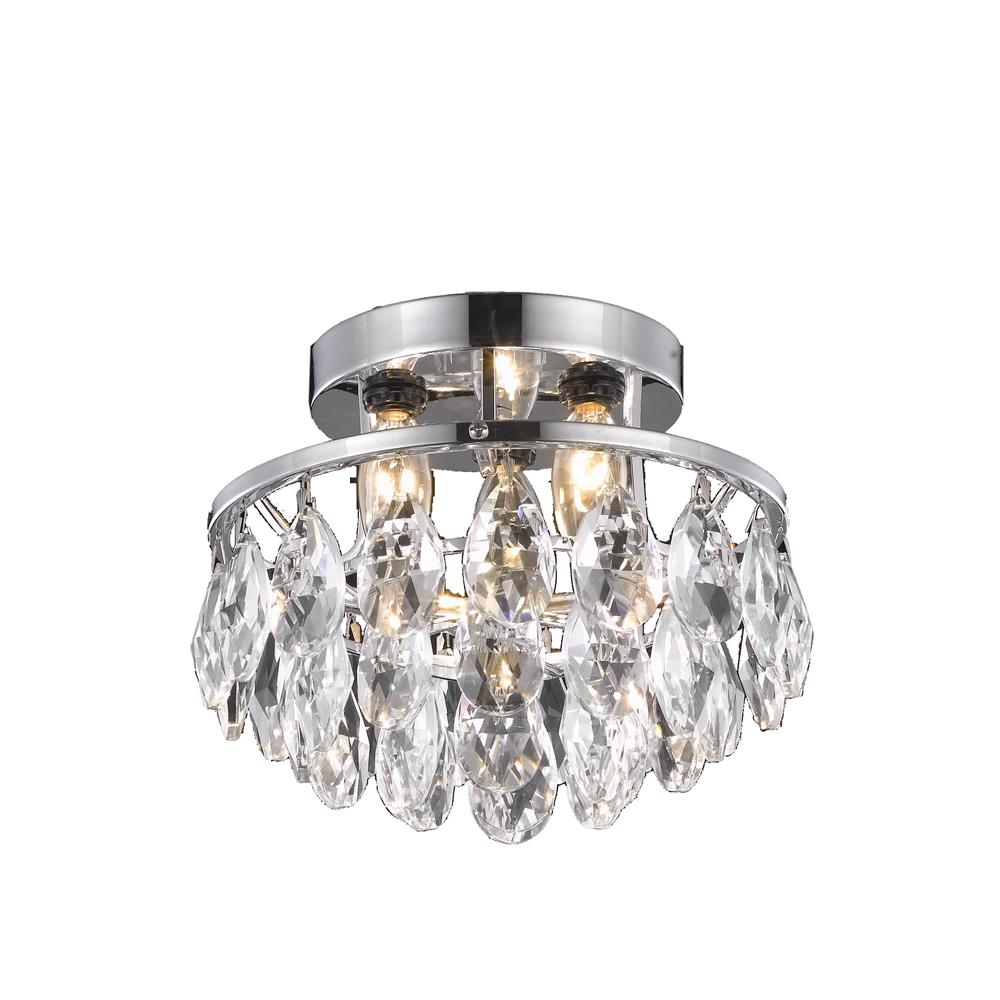 Living District by Elegant Lighting LD9805F10C(872) Clara Collection Flush Mount D10in H7in Lt:3 Chrome Finish